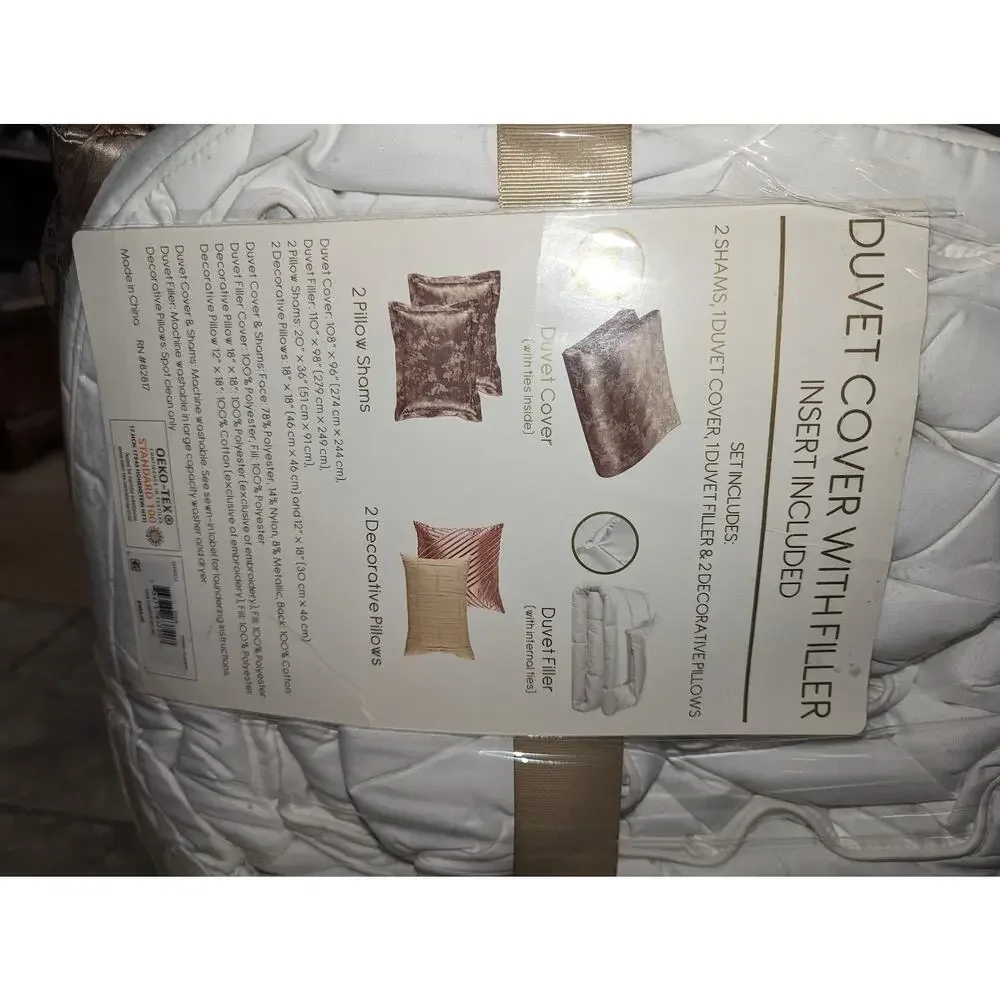 Sunham Duvet Cover & Filler SET Insert King Luxe Bedding Metallic Jacquard NEW